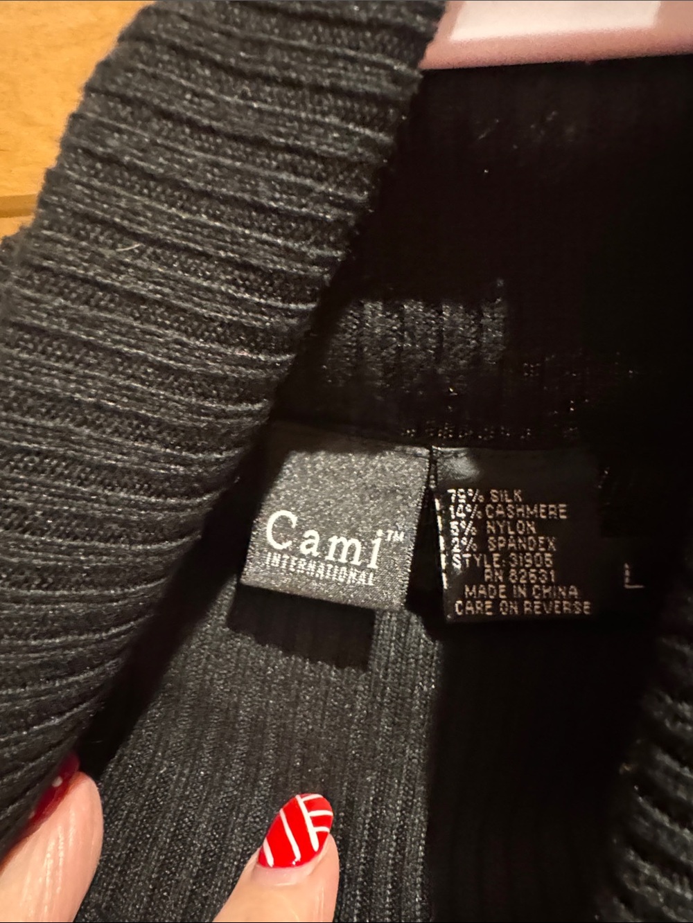 Cami NYC Black Ribbed Cowlneck Sweater